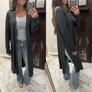 Zenana Womens Longline Cardigan Sweater - gray